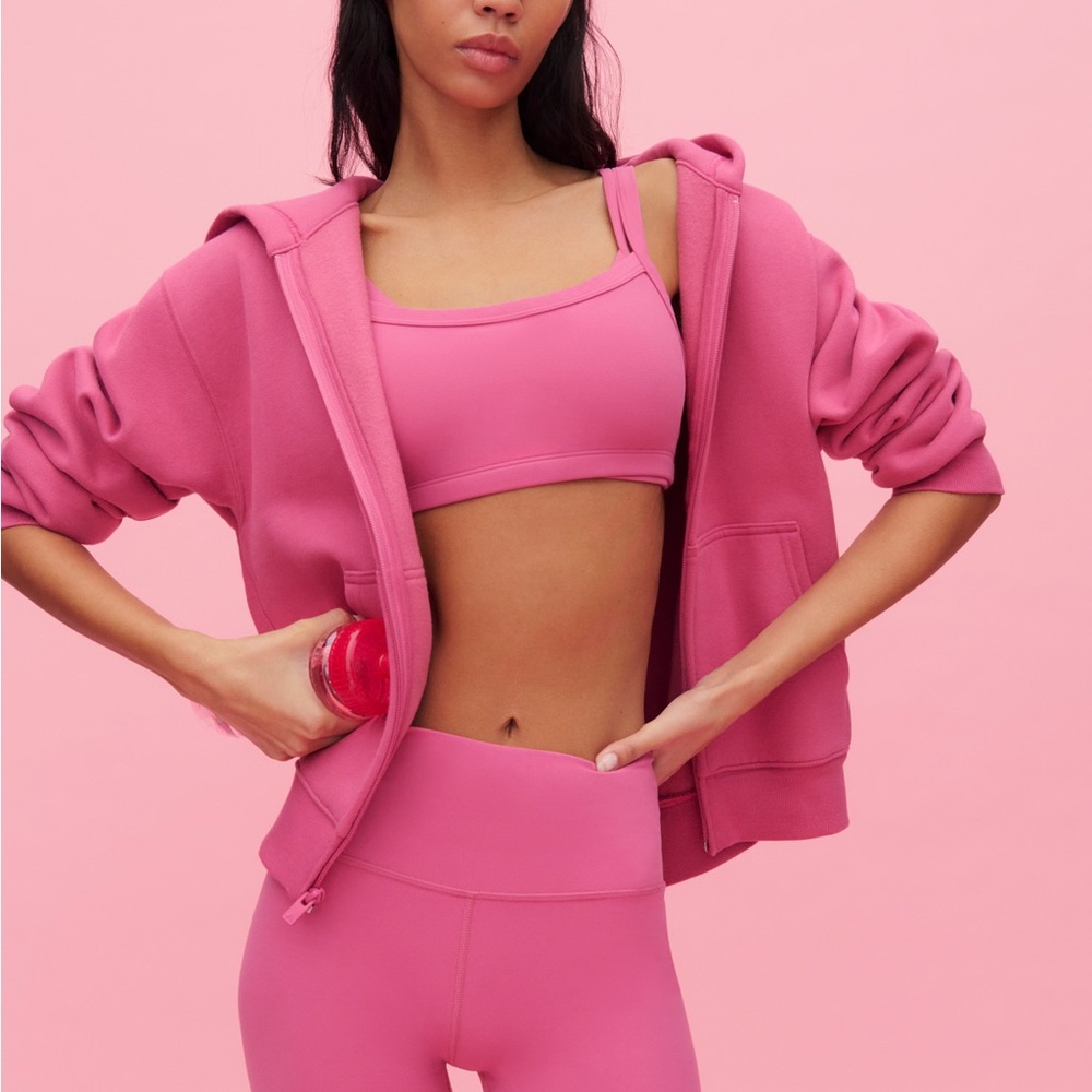 Aritzia Cozy Sweatfleece Boyfriend Boxy Zip Hoodie - Berry Pink